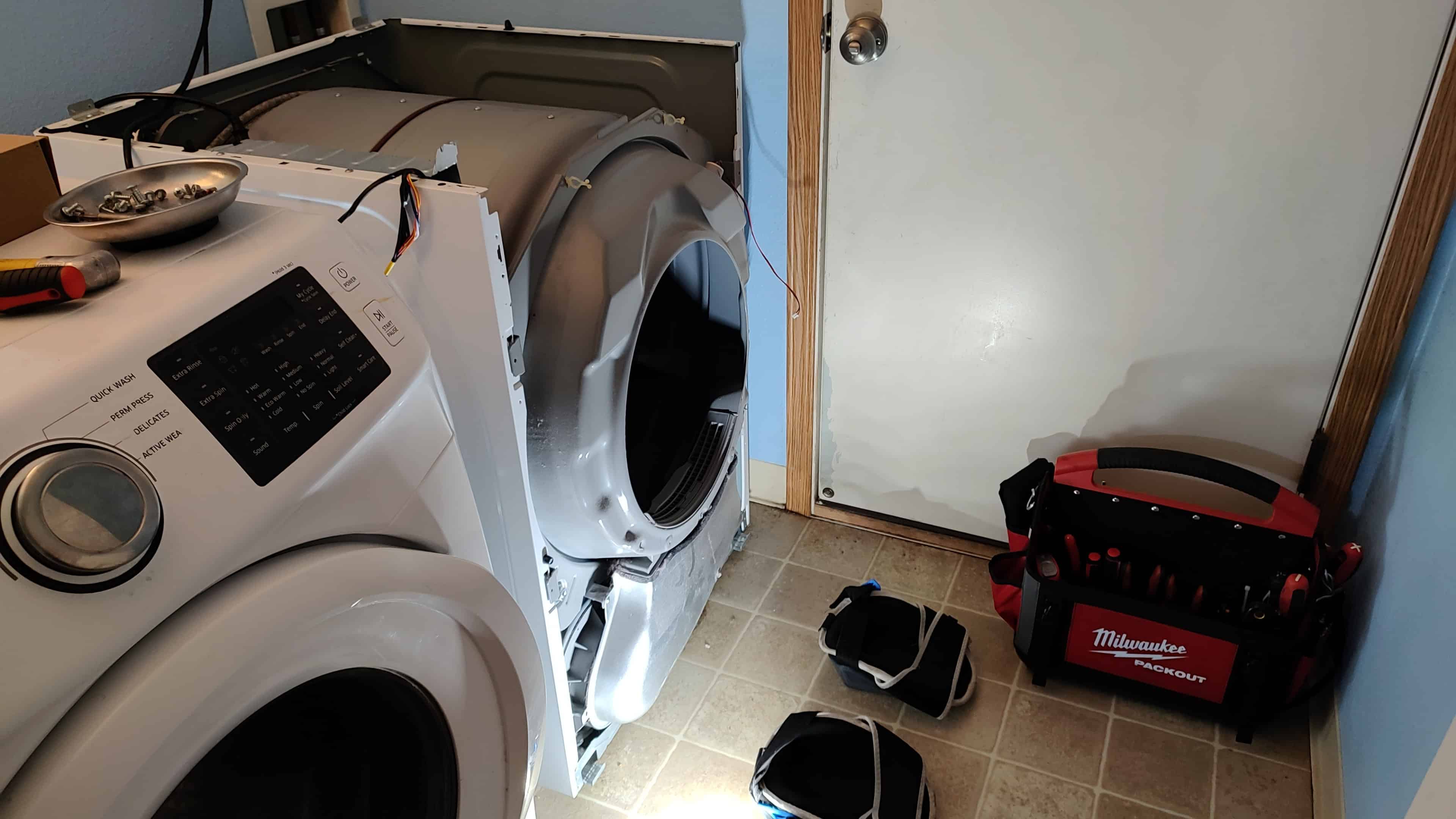 Samsung dryer opened for full heating system repair in Vancouver WA