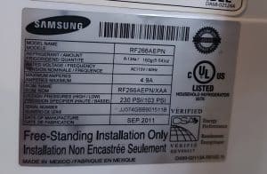 samsung-fridge-model-rf266aepn-label