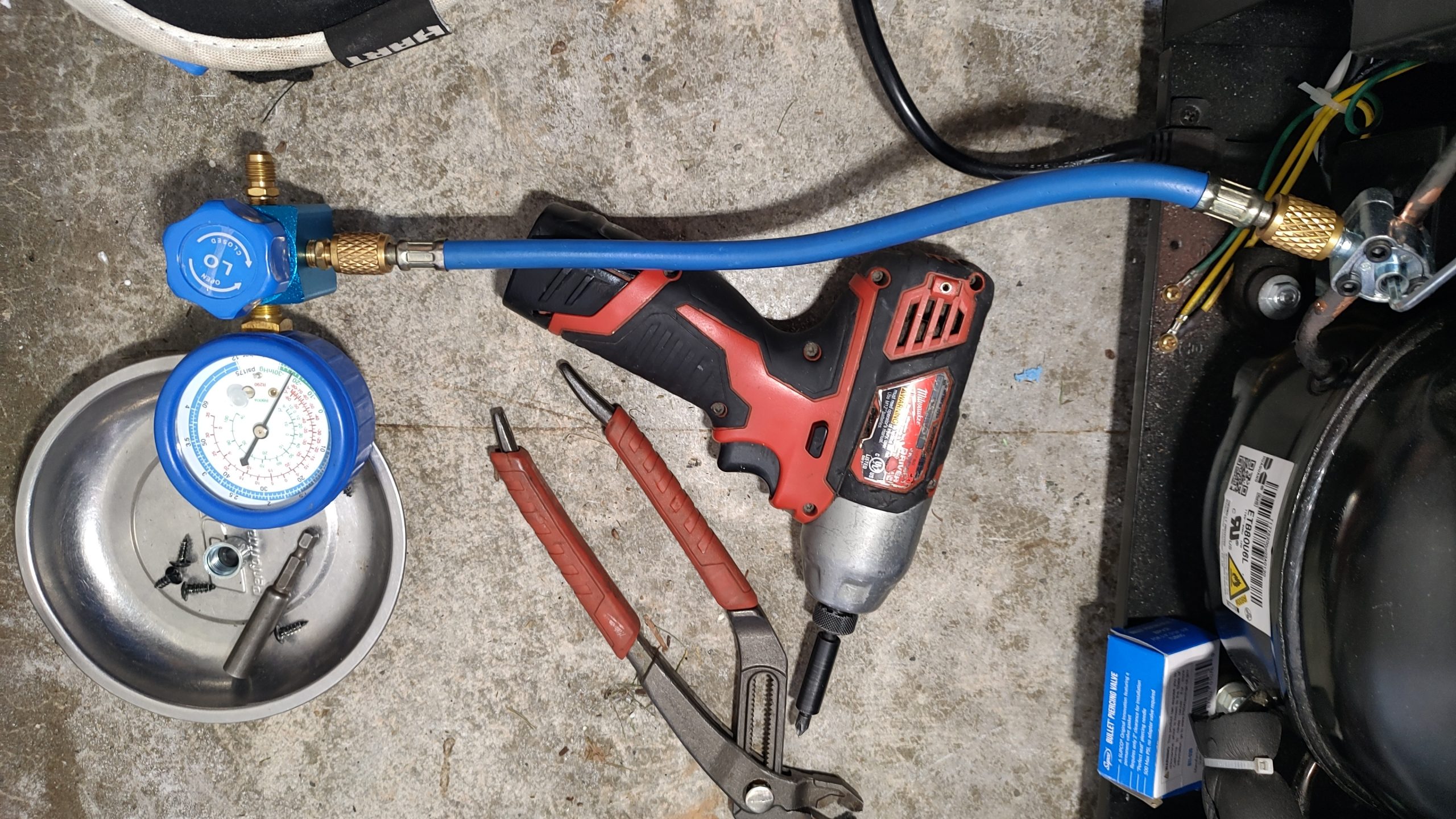 Allavino wine cooler sealed system gauge check for leak diagnosis in La Center WA