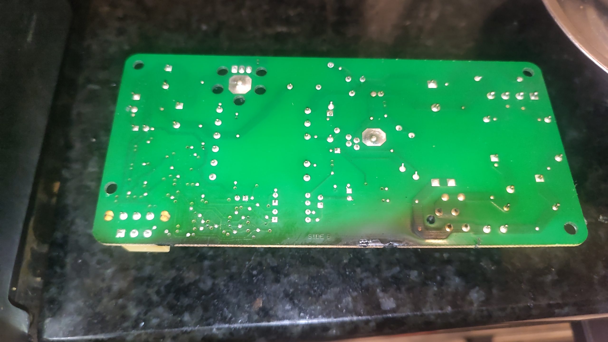 Solder side of the low-voltage power supply board from a JennAir gas range
